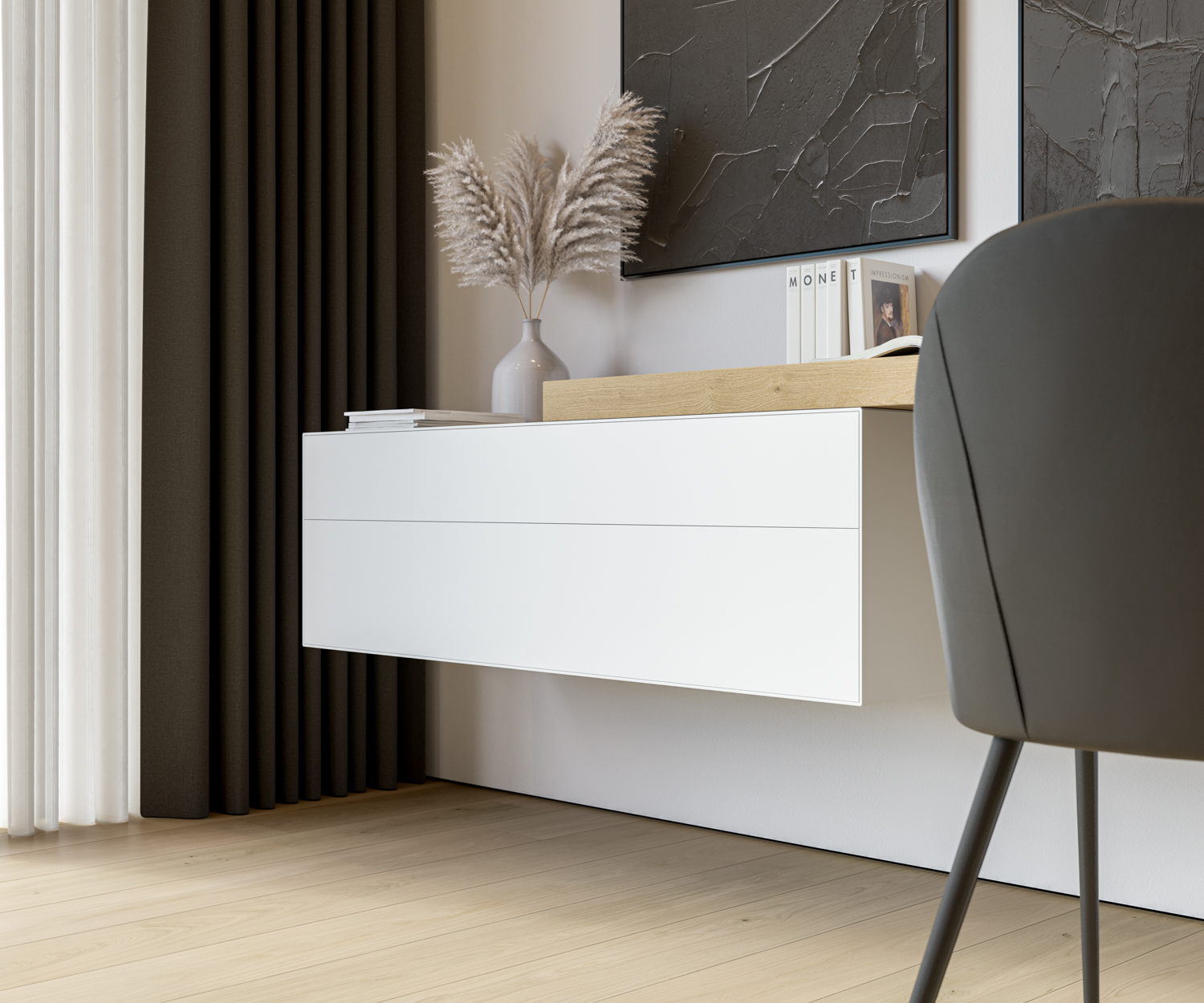 Design wandcommode zonder handgrepen Design wandcommode zonder handgrepen