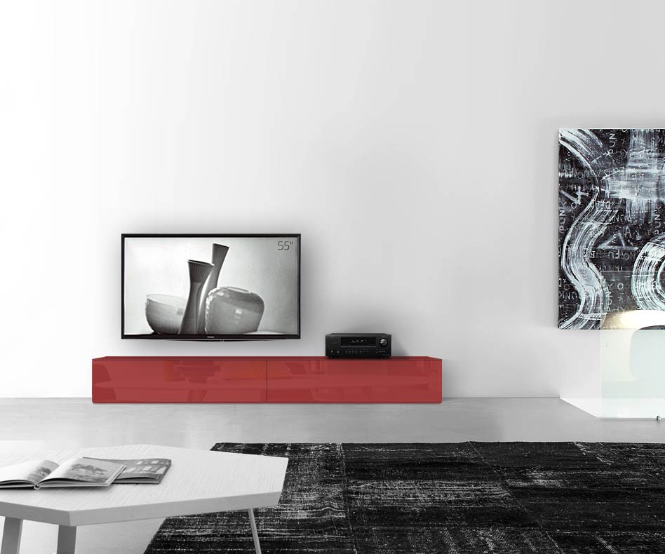 /Design lowboard vloer B240 H35 glanzend rood /Design lowboard vloer B240 H35 glanzend rood