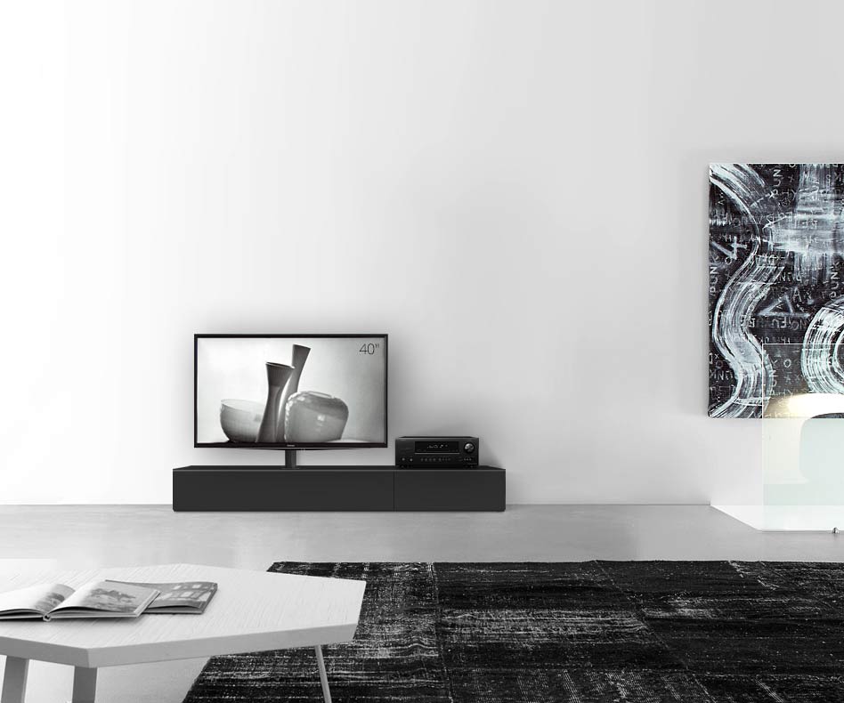 Design lowboard configurator met TV-beugel basisbreedte 180 25,5 45 links matzwart Design lowboard configurator met TV-beugel basisbreedte 180 25,5 45 links matzwart