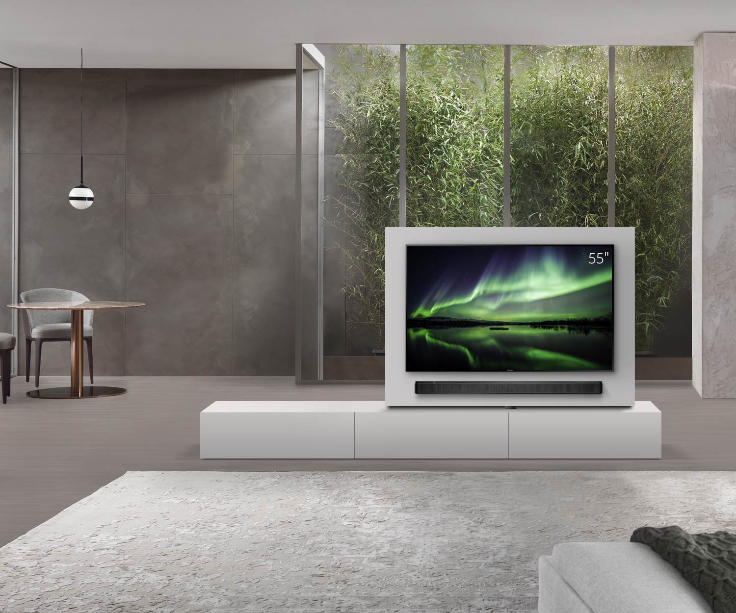 Livitalia Roto design lowboard ruimteverdeler met draaibaar TV-paneel B180 65 H33 D47 ArticoM B90li oBox