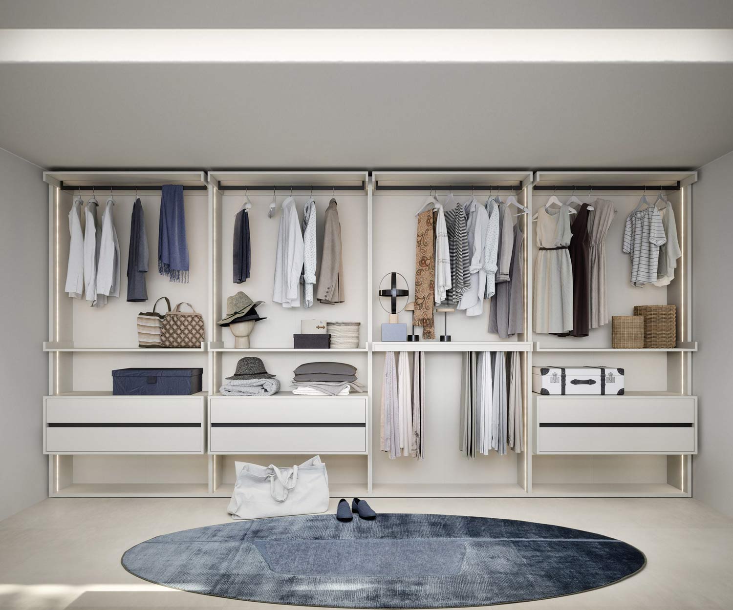 Hoogwaardige kleedkamer luxe wit open systeem Italië