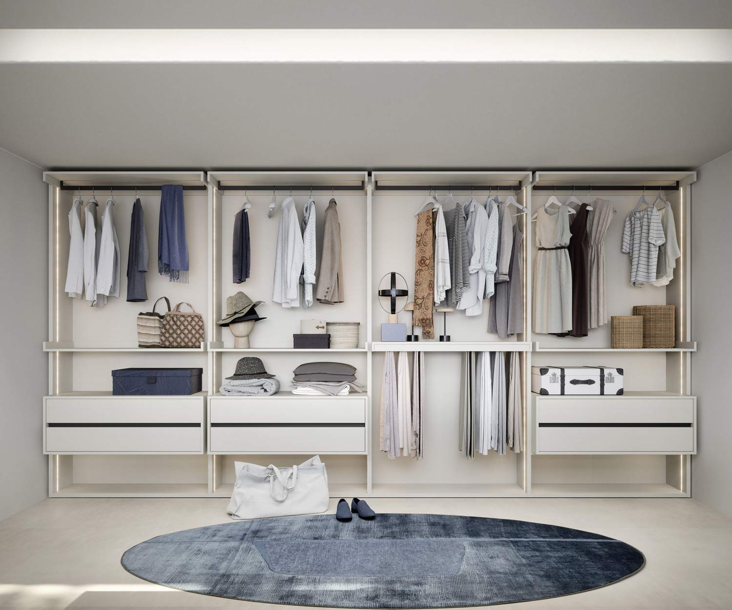 Hoogwaardige kleedkamer luxe wit open systeem Italië Hoogwaardige kleedkamer luxe wit open systeem Italië