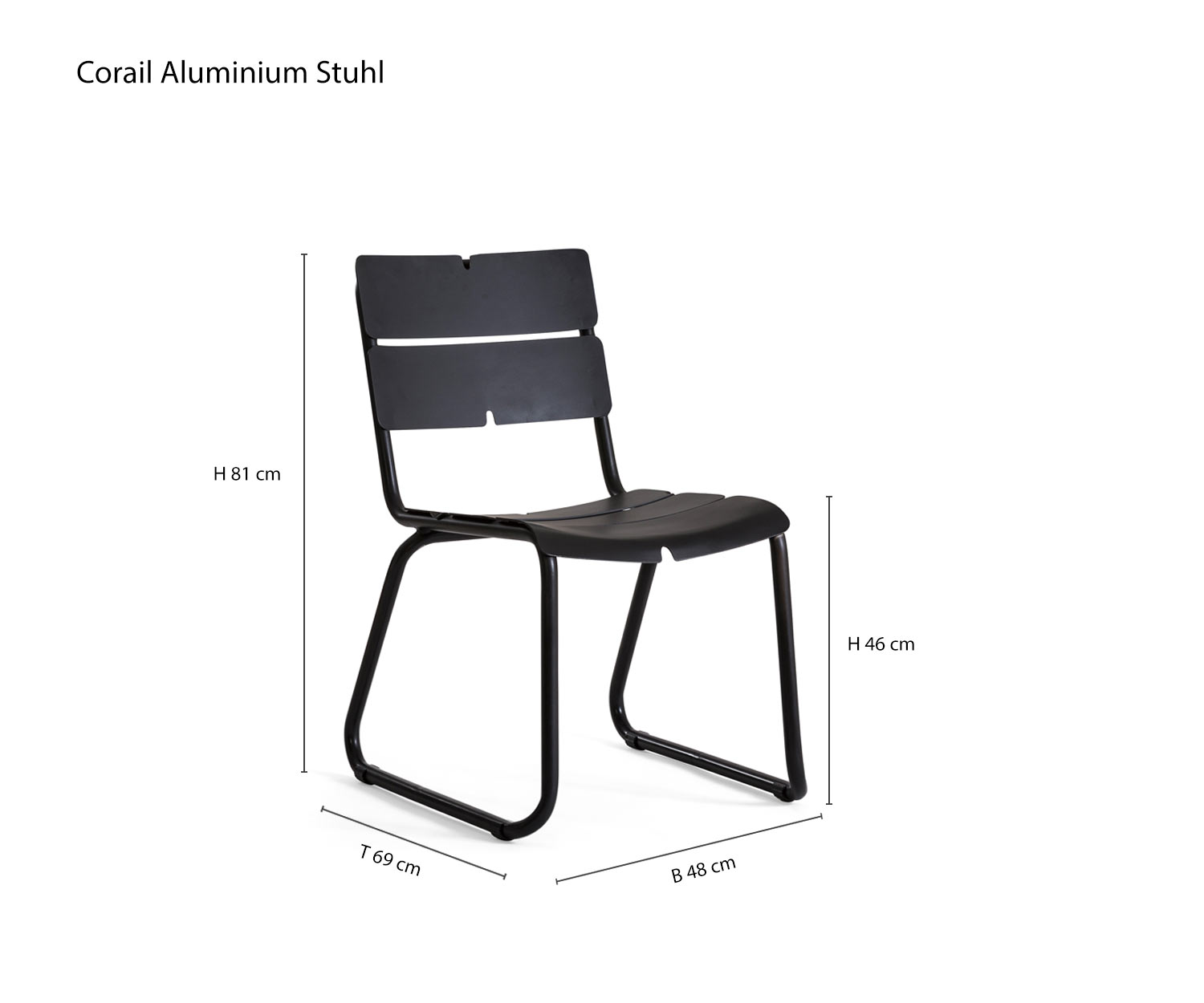 Design balkonstoel Corail van Oasiq Maten Schets Afmetingen Design balkonstoel Corail van Oasiq Maten Schets Afmetingen