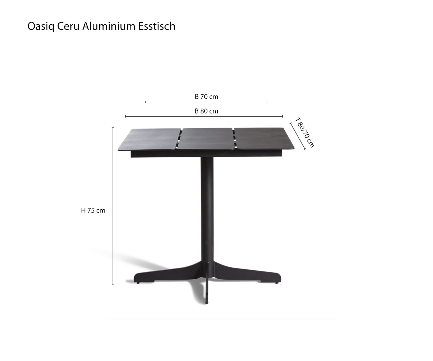 Schets Afmetingen Afmetingen Ceru tuin eettafel