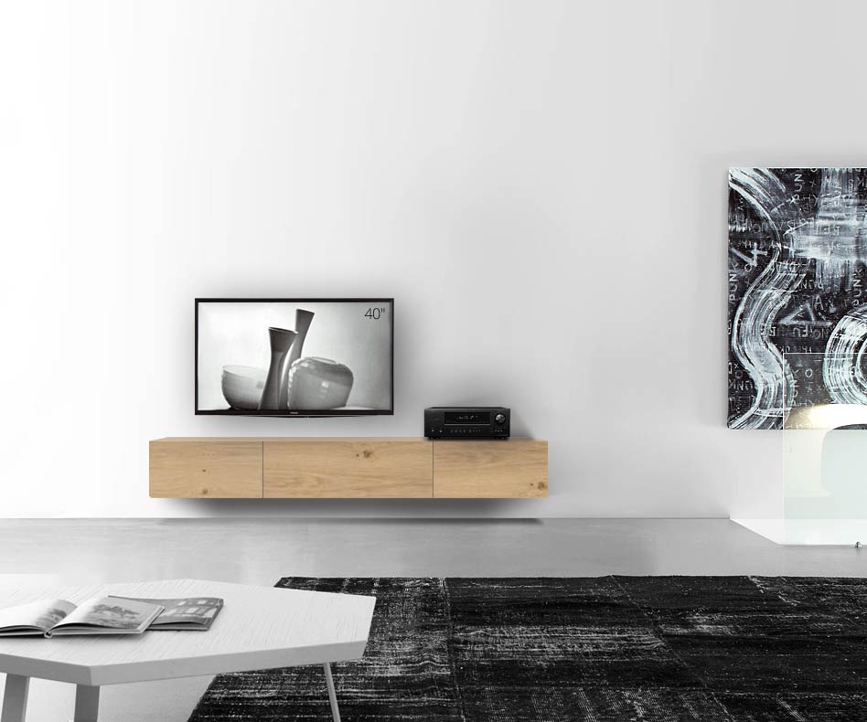 Livitalia Wood design lowboard configurator wand 210 cm 32 cm 46 cm licht eiken Livitalia Wood design lowboard configurator wand 210 cm 32 cm 46 cm licht eiken