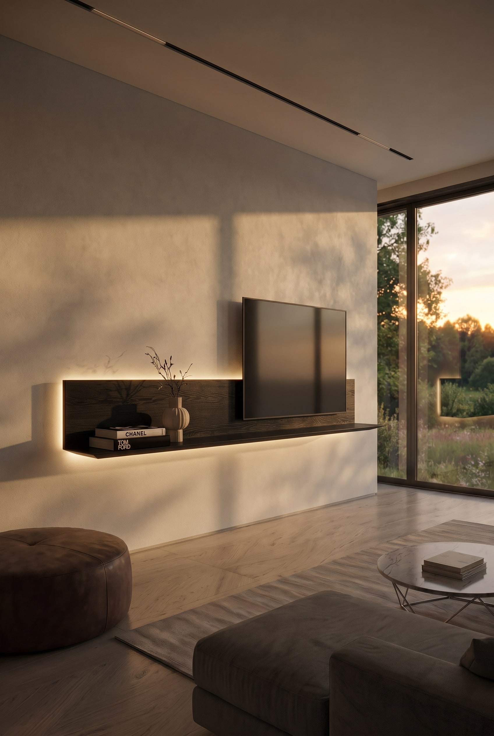 Wohnzimmer TV-Wandboard minimalistisch