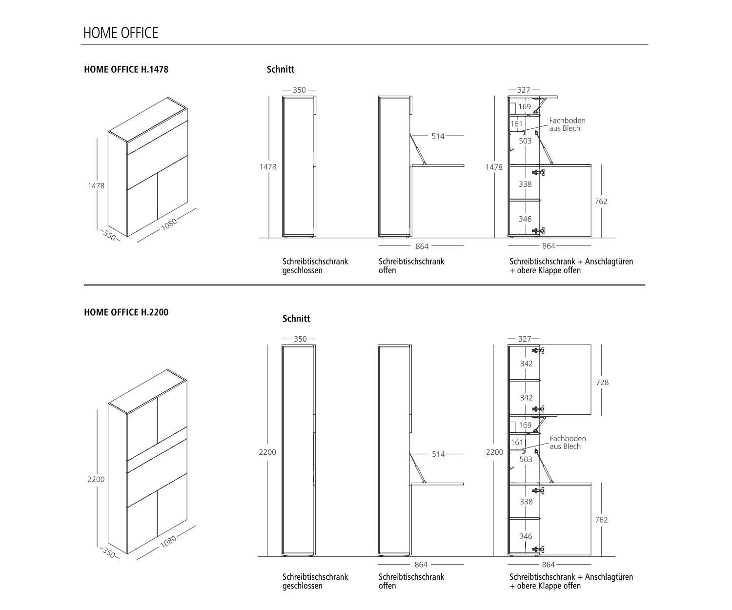 Kast met uitklapbaar bureau voor kleine kamers HomeOffice Kast met uitklapbaar bureau voor kleine kamers HomeOffice