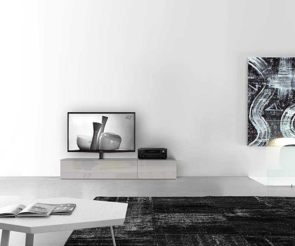 Design lowboard configurator met TV-houder basisbreedte 180 33,5 45 links glanzend lichtgrijs Design lowboard configurator met TV-houder basisbreedte 180 33,5 45 links glanzend lichtgrijs
