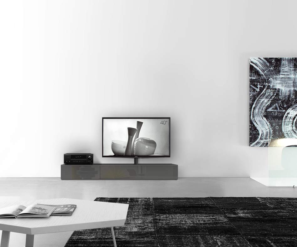 Design lowboard configurator met TV-houder basisbreedte 180 25,5 54,6 rechts glanzend donkergrijs Design lowboard configurator met TV-houder basisbreedte 180 25,5 54,6 rechts glanzend donkergrijs