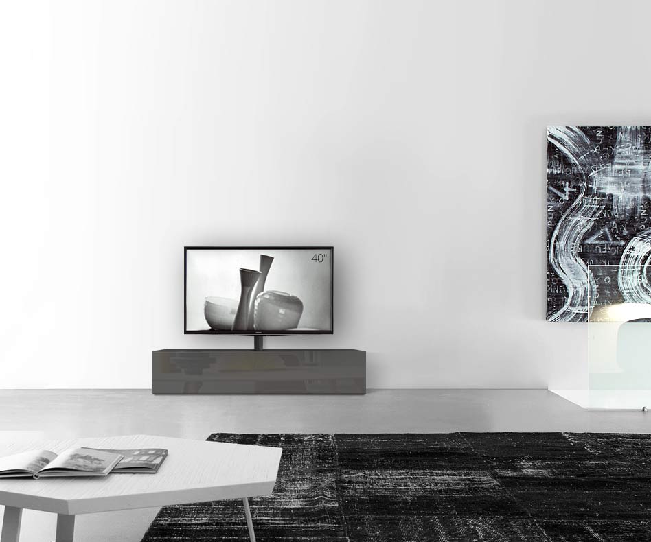 Design lowboard configurator met TV-houder basisbreedte 150 33,5 54,6 midden glans donkergrijs Design lowboard configurator met TV-houder basisbreedte 150 33,5 54,6 midden glans donkergrijs