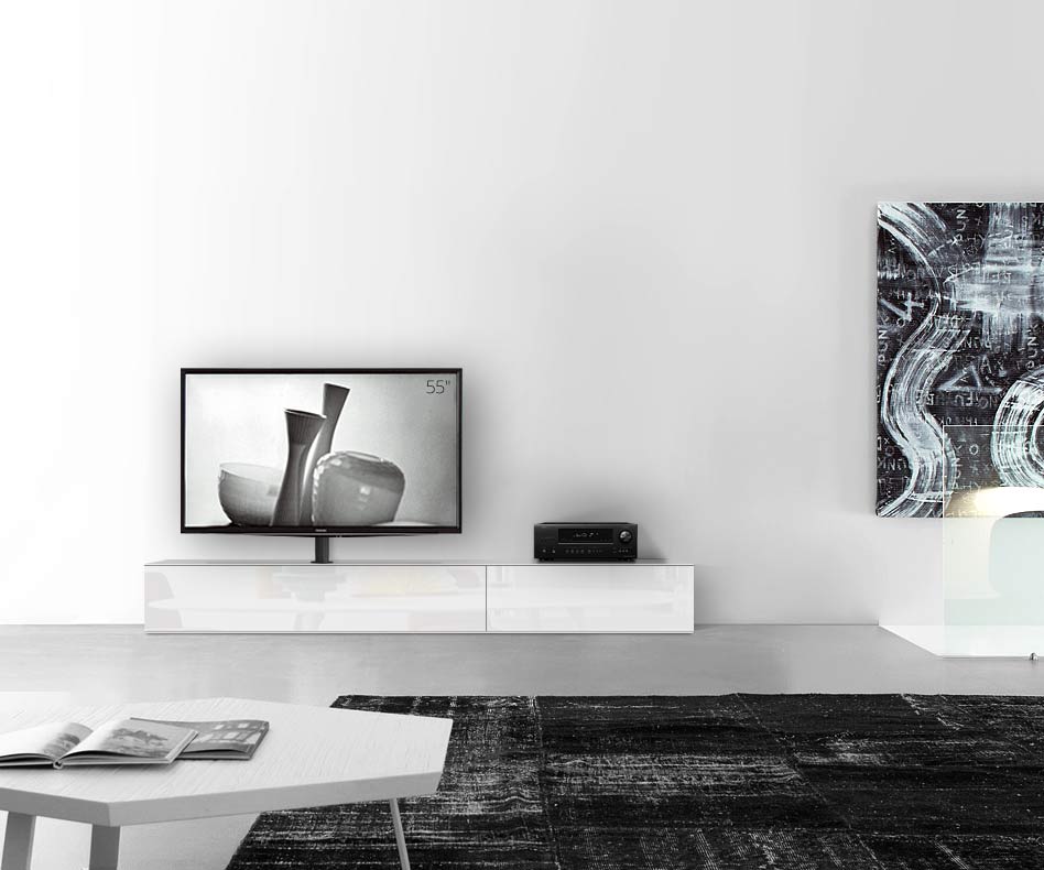 Design lowboard configurator met TV-houder basisbreedte 240 33,5 45 links glanzend wit Design lowboard configurator met TV-houder basisbreedte 240 33,5 45 links glanzend wit