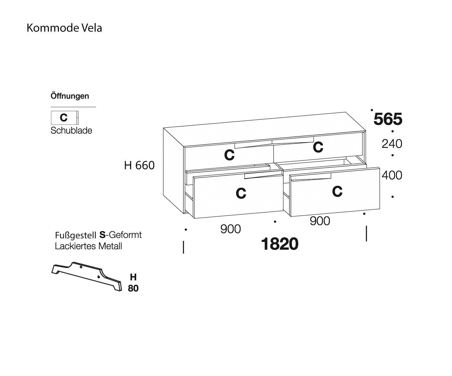 Schetsen Livitalia Vela Ladekast met breedte 182 cm Afmetingen blauwdruk Schetsen Livitalia Vela Ladekast met breedte 182 cm Afmetingen blauwdruk