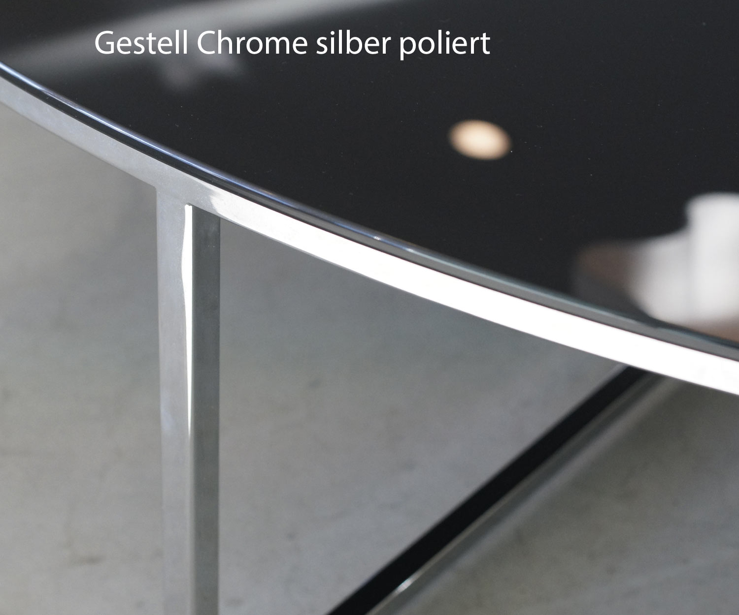 Modern Marelli Design salontafel Frame zilver chroom Tafelblad glas zwart glanzend