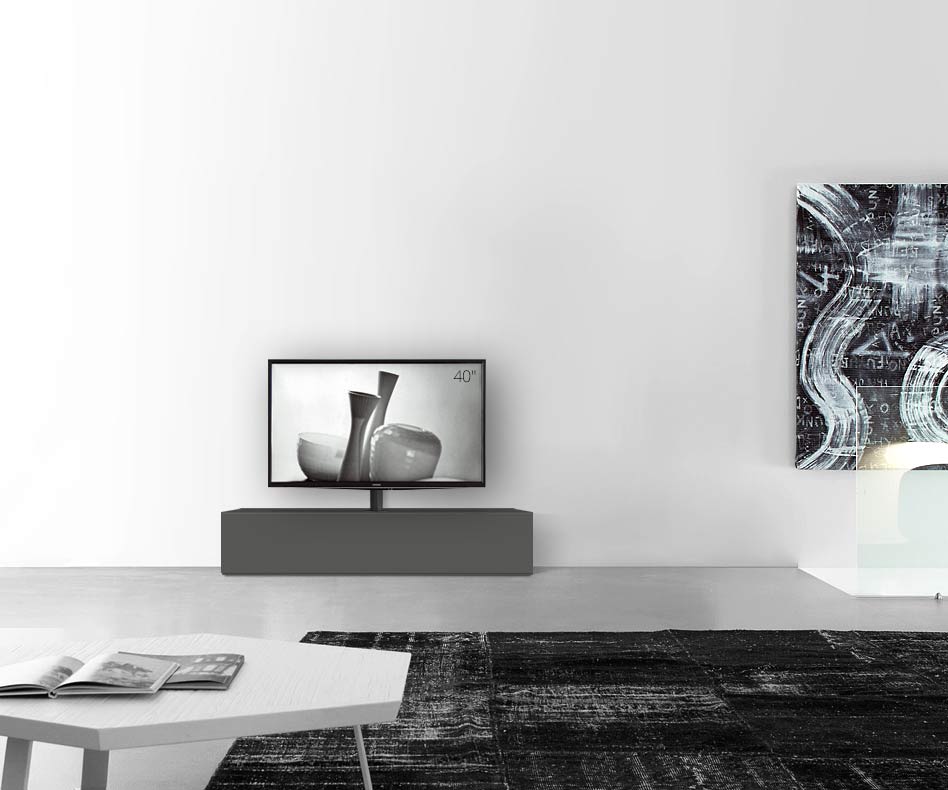 Design lowboard configurator met TV-houder basisbreedte 150 33,5 45 met mat donkergrijs midden Design lowboard configurator met TV-houder basisbreedte 150 33,5 45 met mat donkergrijs midden