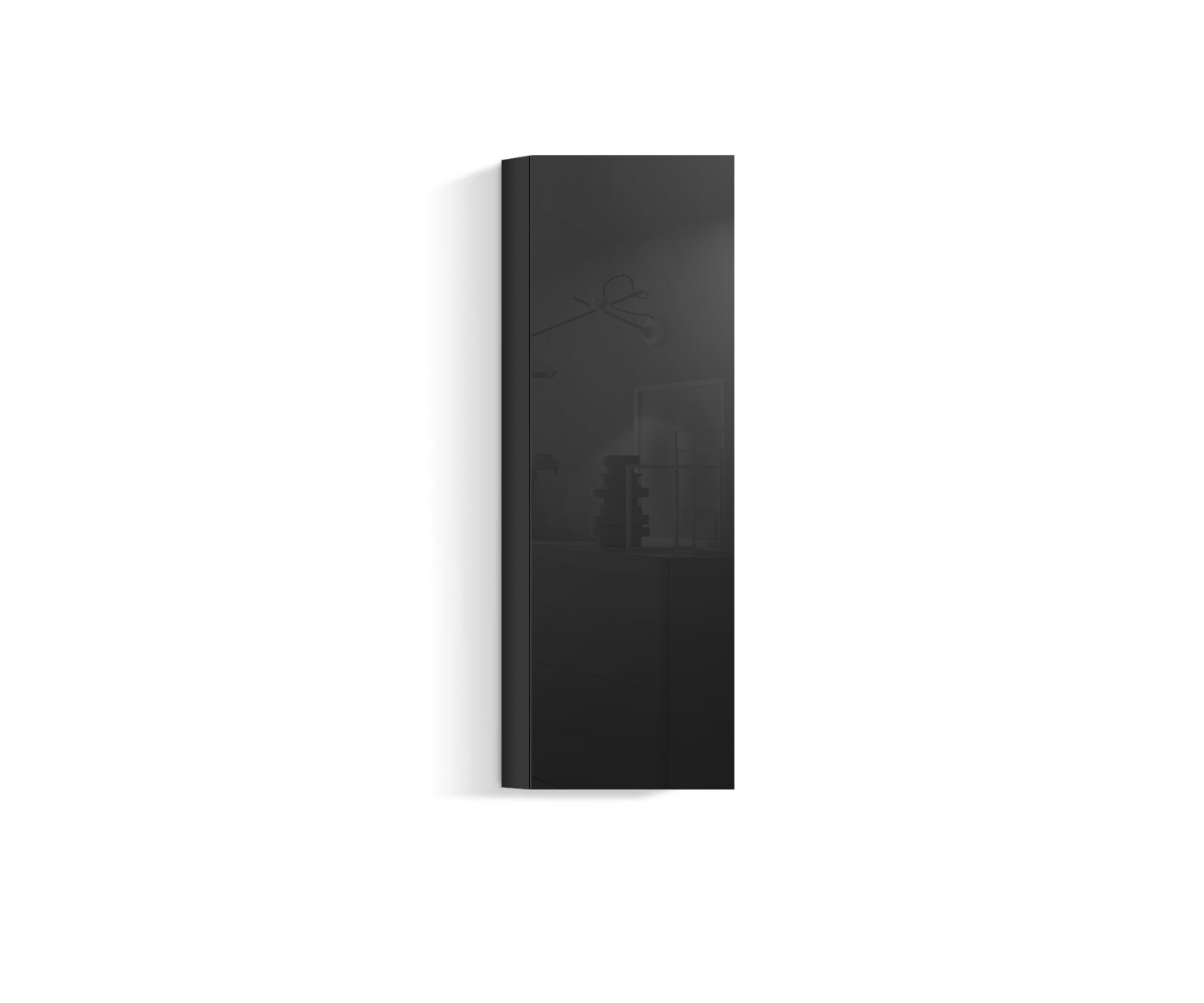 Design woonkamer wandmeubel verticaal H128 B45 zwart418 Design woonkamer wandmeubel verticaal H128 B45 zwart418