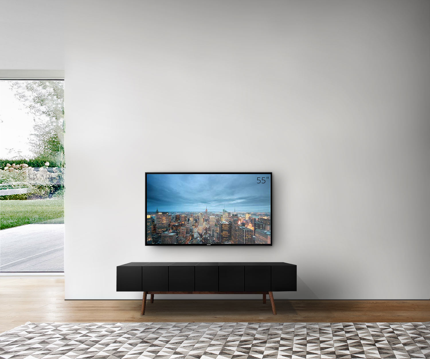 al2 MOS I KO 005 B Breedte 175 cm Body zwart Poten notenhout