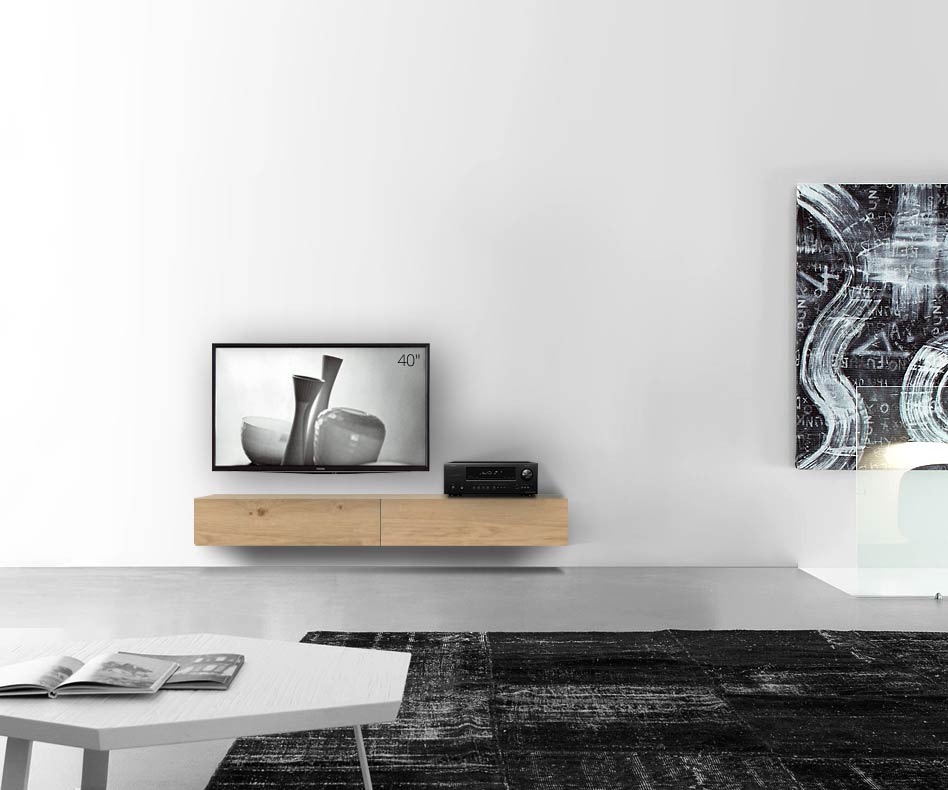 Livitalia Houten design lowboard configurator wand 180 cm 24 cm 56 cm licht eiken Livitalia Houten design lowboard configurator wand 180 cm 24 cm 56 cm licht eiken