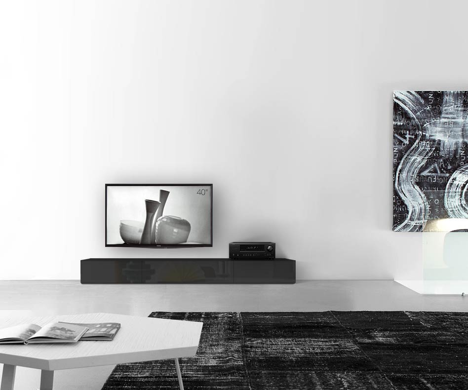 /Design lowboard vloer B210 H27 glanzend zwart /Design lowboard vloer B210 H27 glanzend zwart