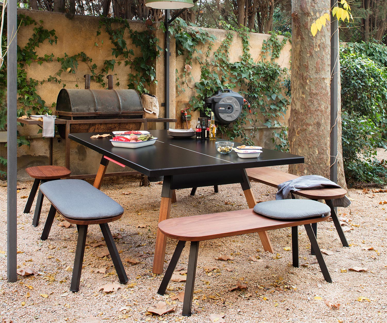 Moderne RS Barcelona Ping Pong Bank Buiten Zwart Moderne RS Barcelona Ping Pong Bank Buiten Zwart