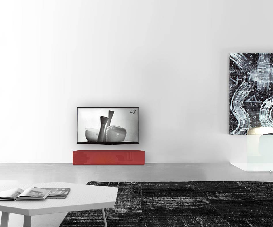 /Design lowboard vloer B120 H27 glanzend rood /Design lowboard vloer B120 H27 glanzend rood