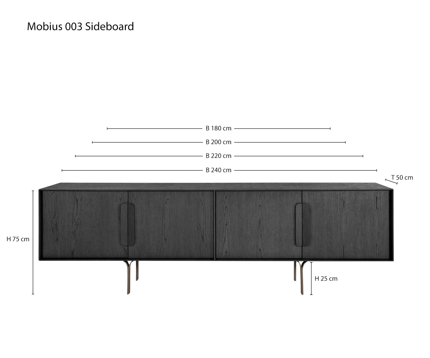 Design dressoir Mobius 003 van al2 Schets Afmetingen Specificaties Afmetingen