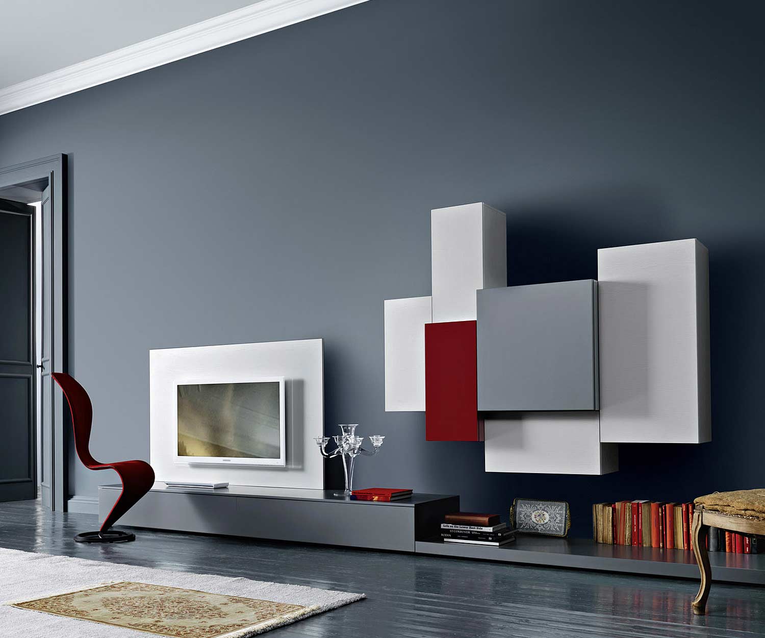 Modern Livitalia Design TV-wandpaneel in mat wit Modern Livitalia Design TV-wandpaneel in mat wit