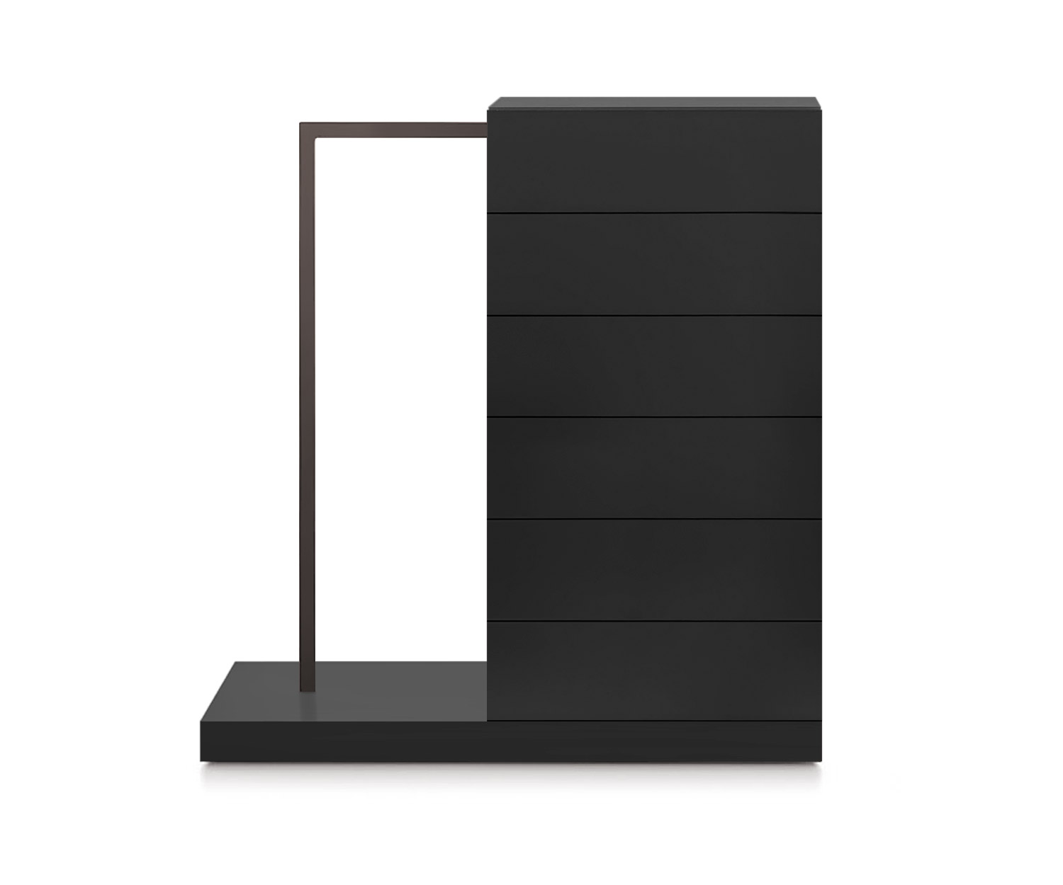 Novamobili Easy6 hoge ladekast + kleerkast links B54cm mat zwart318 Novamobili Easy6 hoge ladekast + kleerkast links B54cm mat zwart318