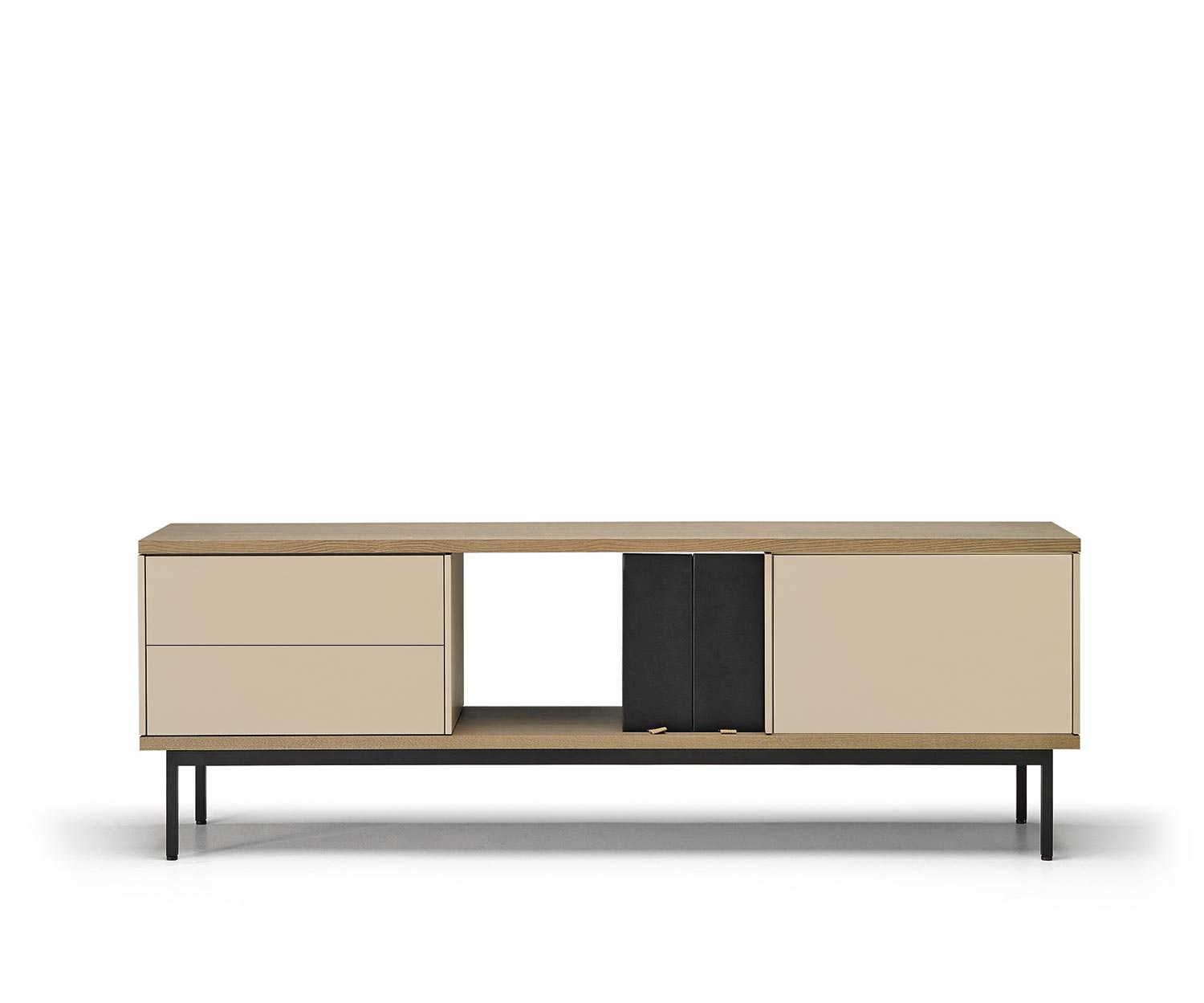 Exclusieve Punt Design buffetkast Latten laden open deur in beige eik Exclusieve Punt Design buffetkast Latten laden open deur in beige eik