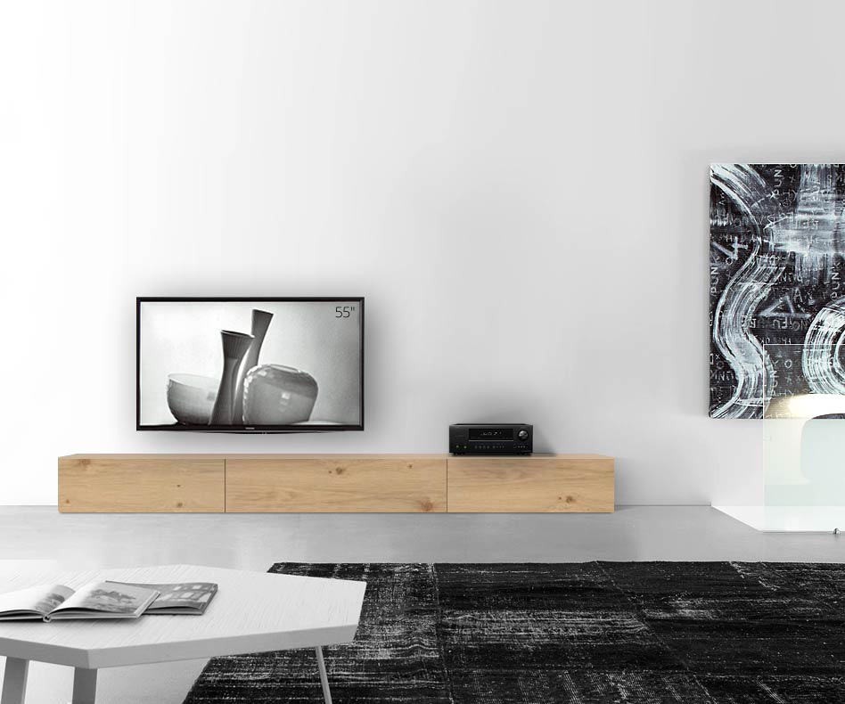 Livitalia Wood design lowboard configurator vloer 300 cm 32 cm 46 cm licht eiken Livitalia Wood design lowboard configurator vloer 300 cm 32 cm 46 cm licht eiken