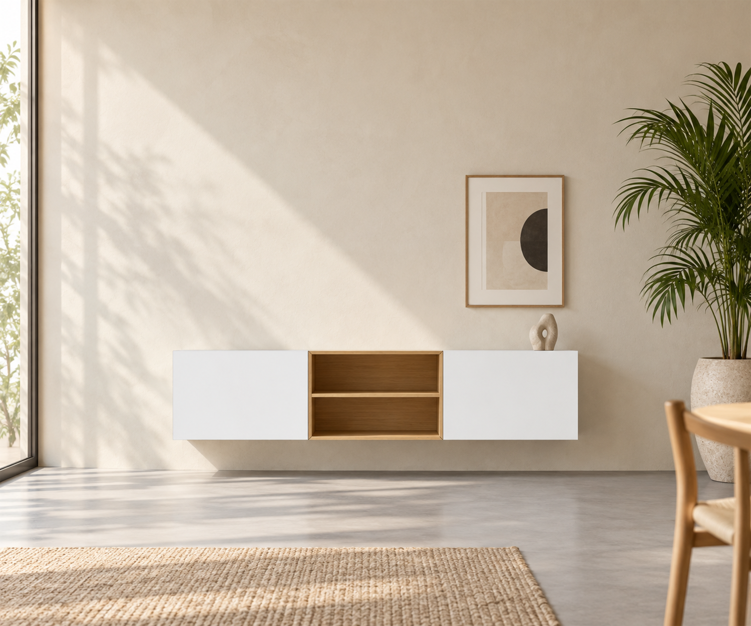 Livitalia Box 18 Wanddressoir 180 cm – Mat wit + Licht eiken Livitalia Box 18 Wanddressoir 180 cm – Mat wit + Licht eiken