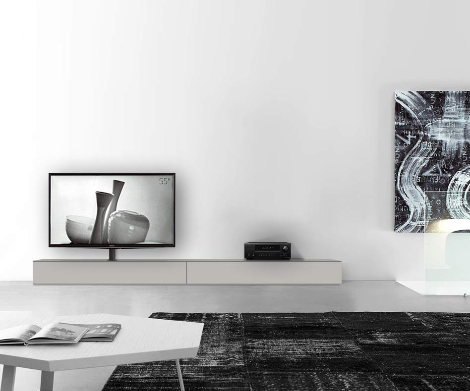 Design lowboard configurator met TV-houder basisbreedte 300 25,5 54,6 links mat lichtgrijs Design lowboard configurator met TV-houder basisbreedte 300 25,5 54,6 links mat lichtgrijs