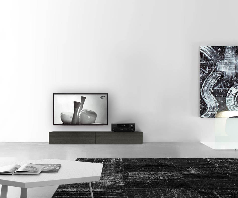 Livitalia Houten design lowboard configurator basis 180 cm 24 cm 46 cm grijs eiken