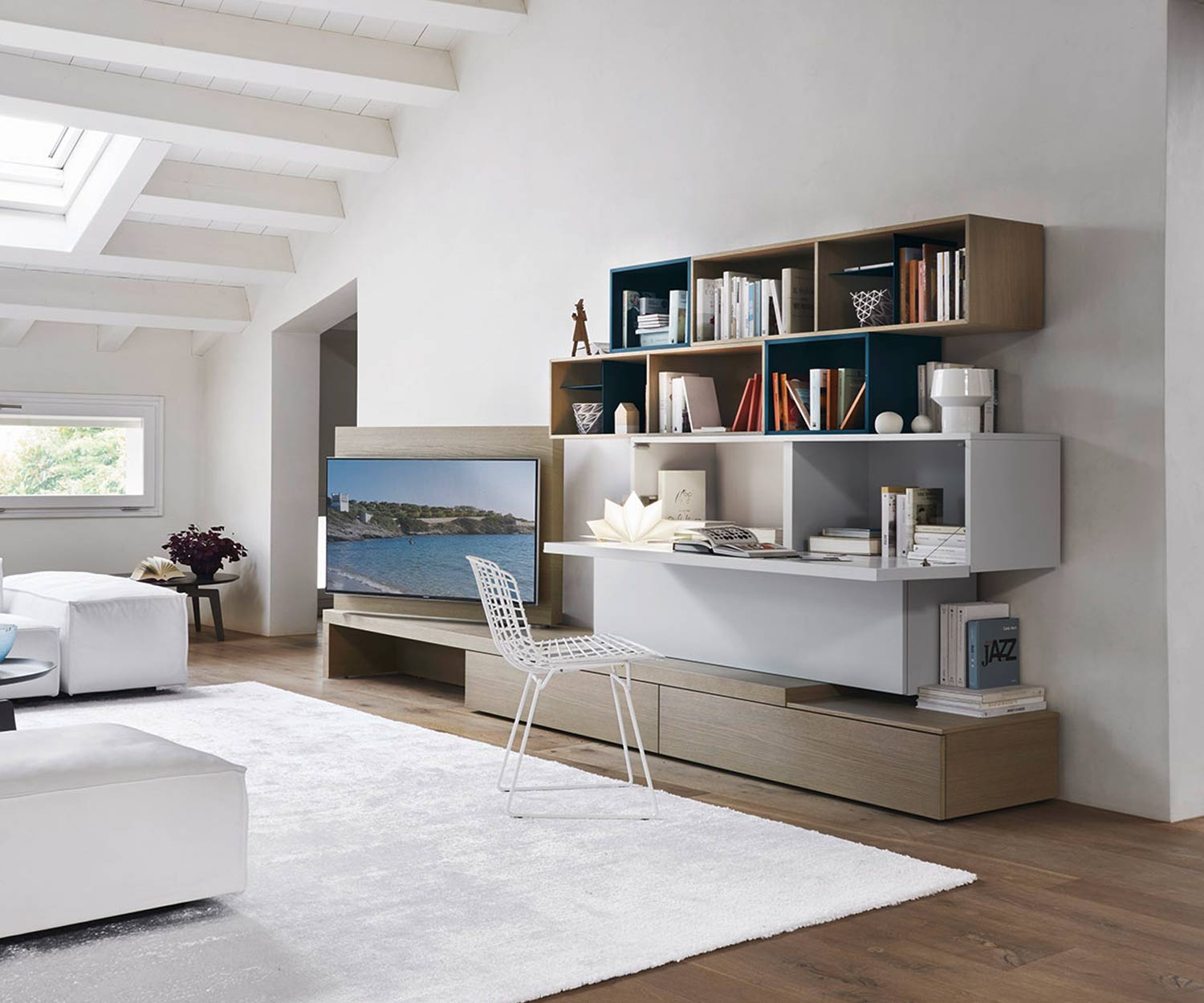 Hoge kwaliteit Livitalia Cartesio wandmeubel met bureau Woonkamer Hoge kwaliteit Livitalia Cartesio wandmeubel met bureau Woonkamer