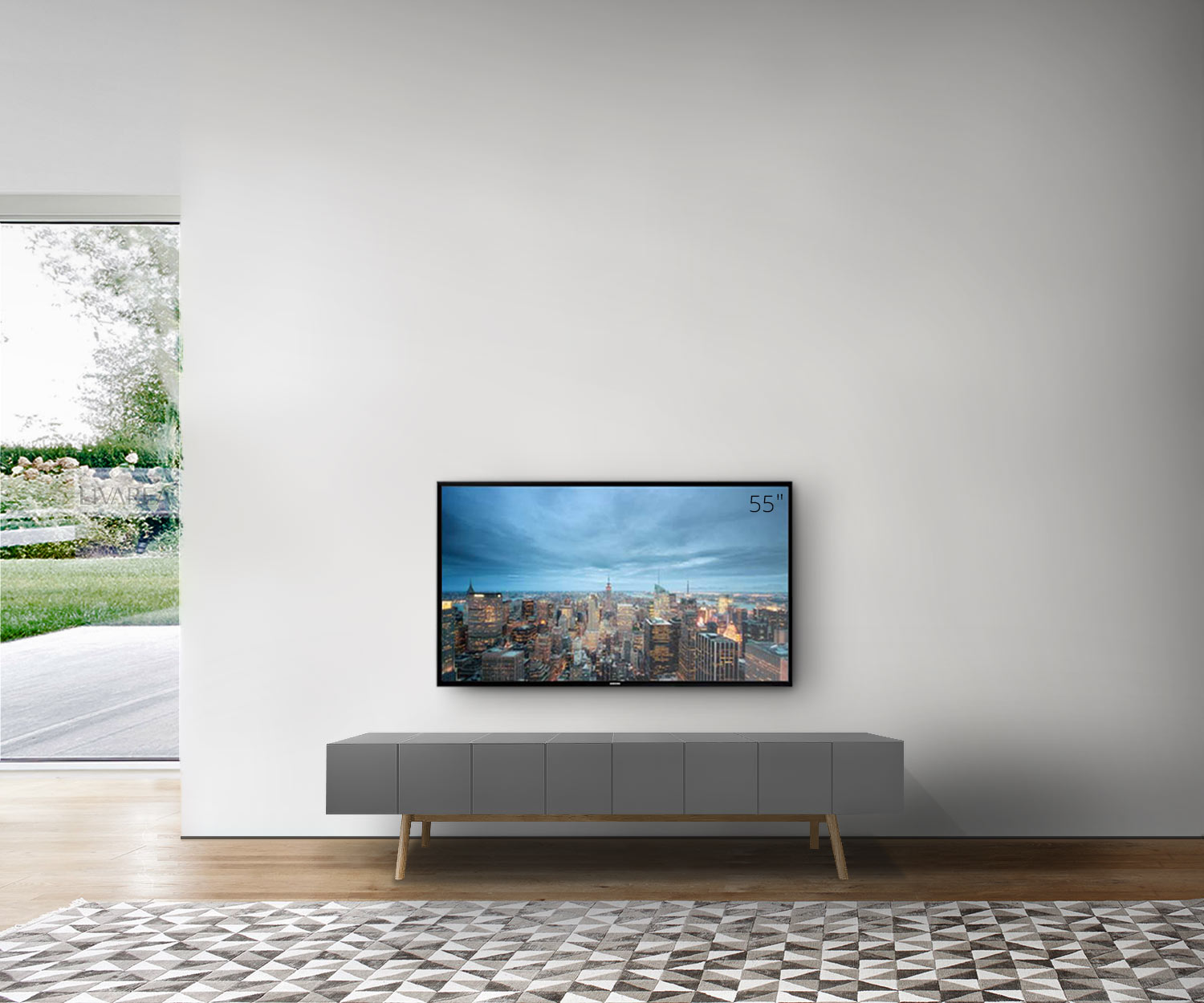 Hoogwaardige al2 Design Lowboard op pootjes grijs mat Hoogwaardige al2 Design Lowboard op pootjes grijs mat