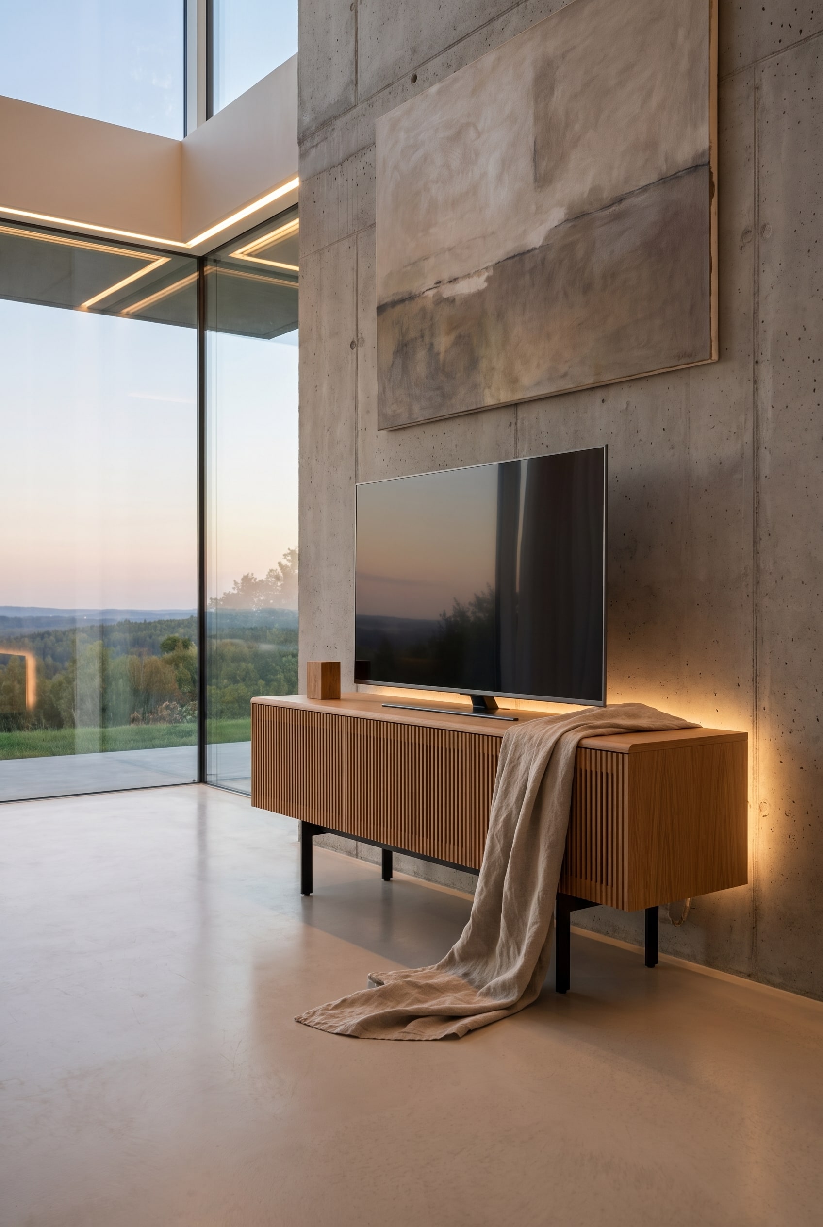 Wohnzimmer TV-Lowboard Wildeiche