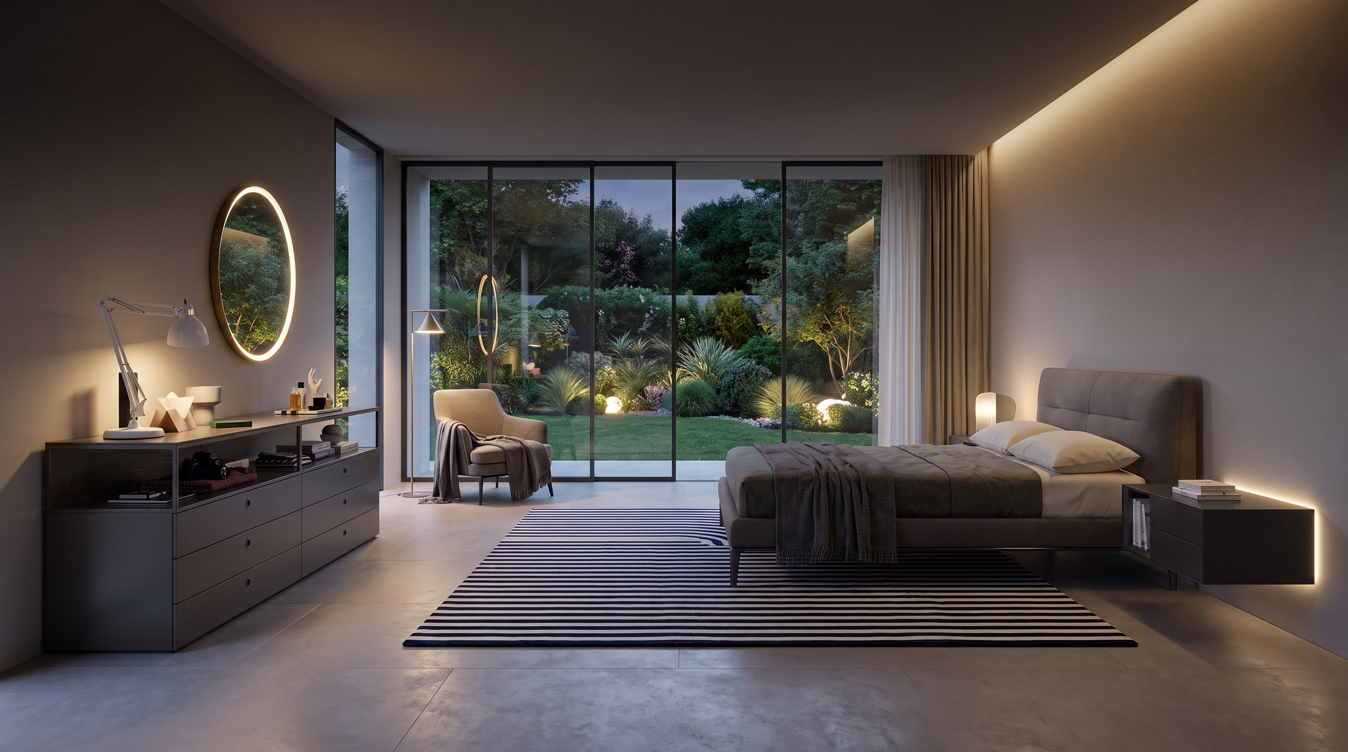 Slaapkamer modern inrichten: Ideeën voor zwevende meubels en indirect licht