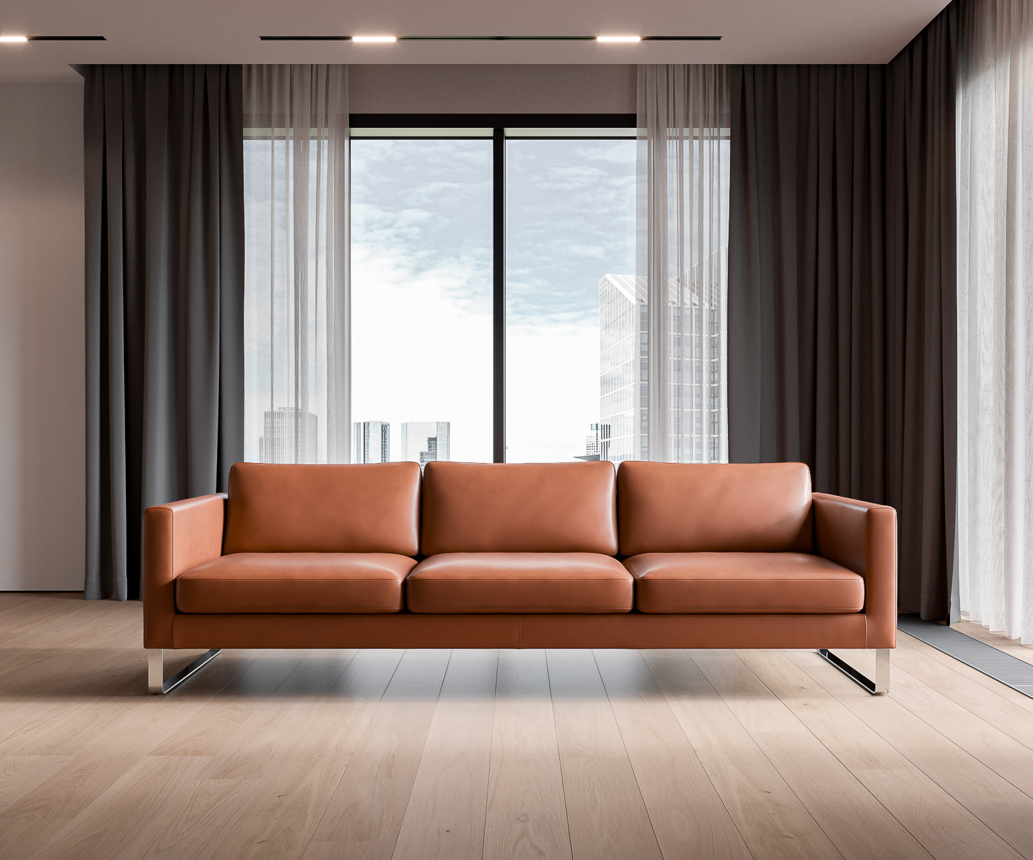 Elegance 4 zits leder cognac Elegance 4 zits leder cognac