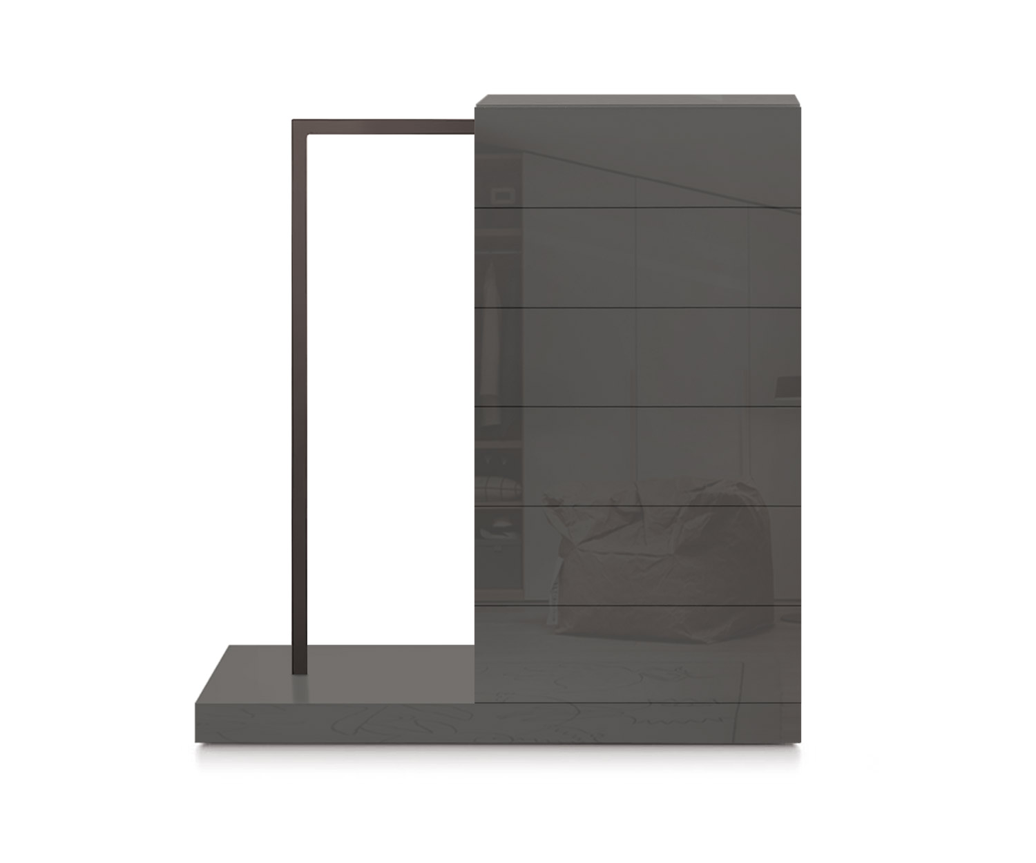 Novamobili Easy6 hoge ladekast + kleerkast links B54cm glanzend quartz410 Novamobili Easy6 hoge ladekast + kleerkast links B54cm glanzend quartz410