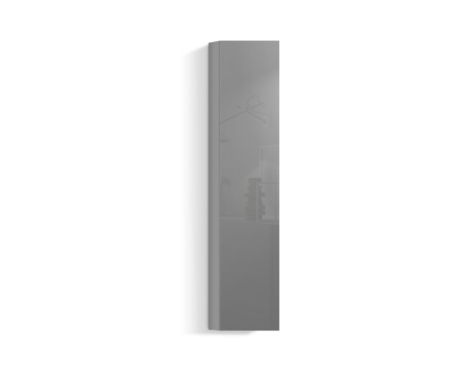 Design woonkamer wandmeubel verticaal H160 B30 lichtgrijs430 Design woonkamer wandmeubel verticaal H160 B30 lichtgrijs430