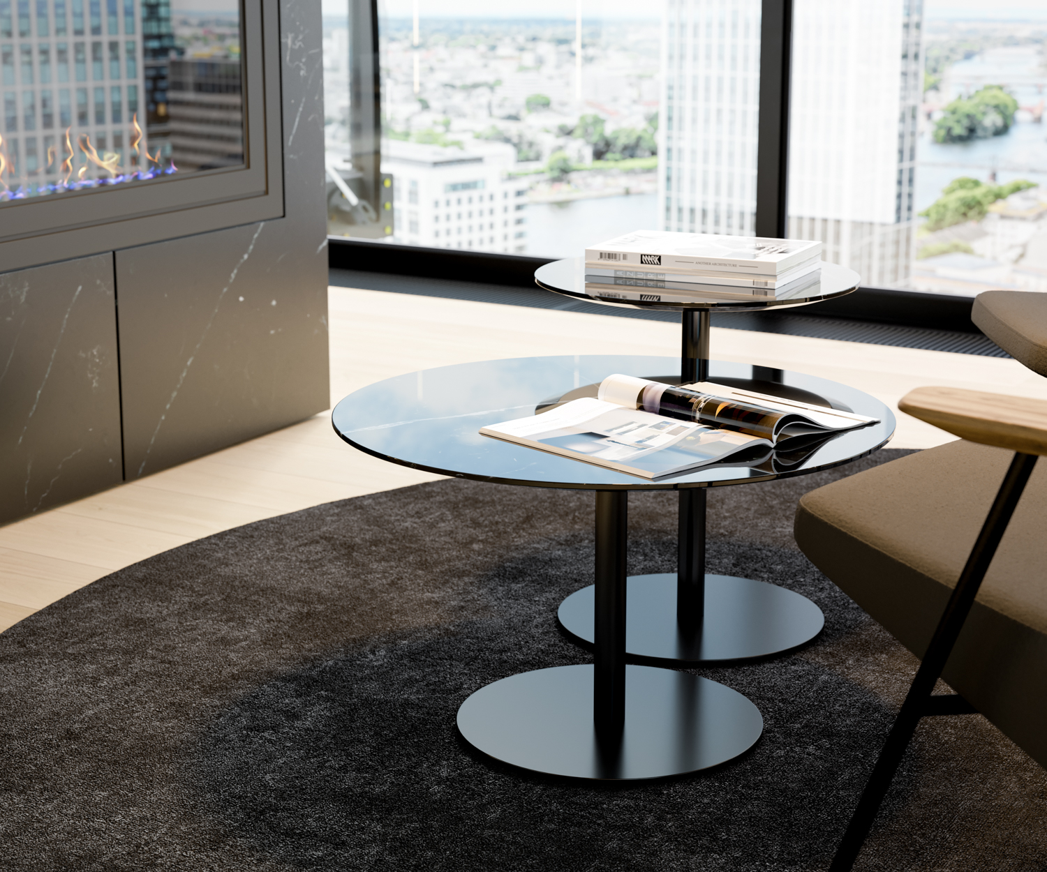 Exclusieve Marelli Design bijzettafel Break glazen tafelblad brons transparant Exclusieve Marelli Design bijzettafel Break glazen tafelblad brons transparant