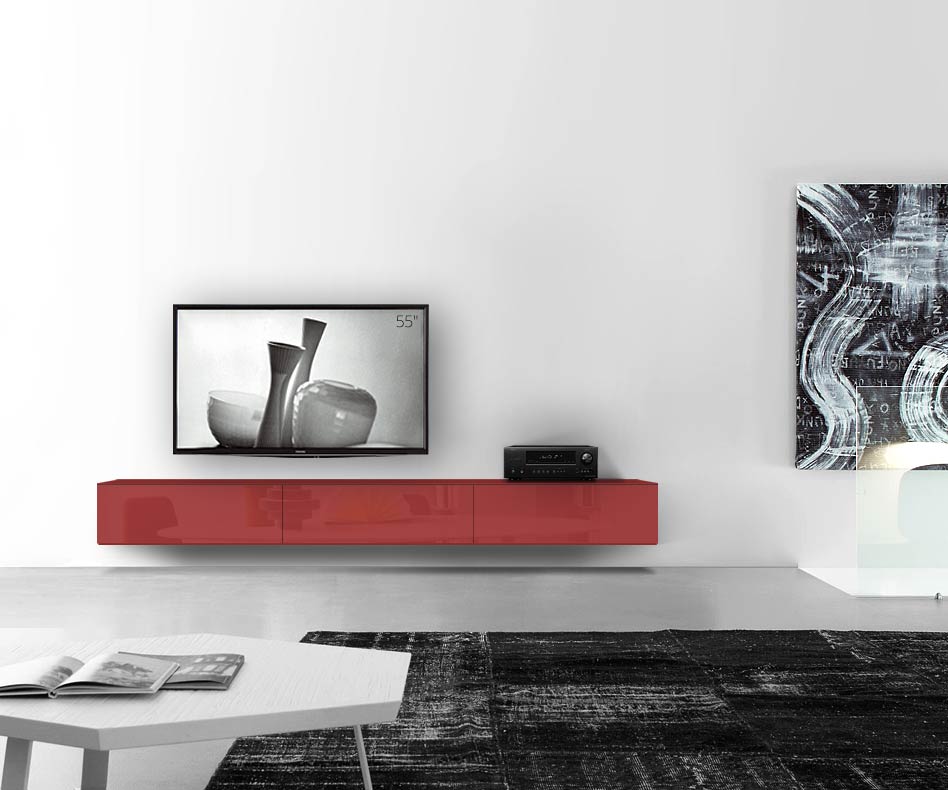 /Design lowboard wand B270 H33 5 glanzend rood /Design lowboard wand B270 H33 5 glanzend rood