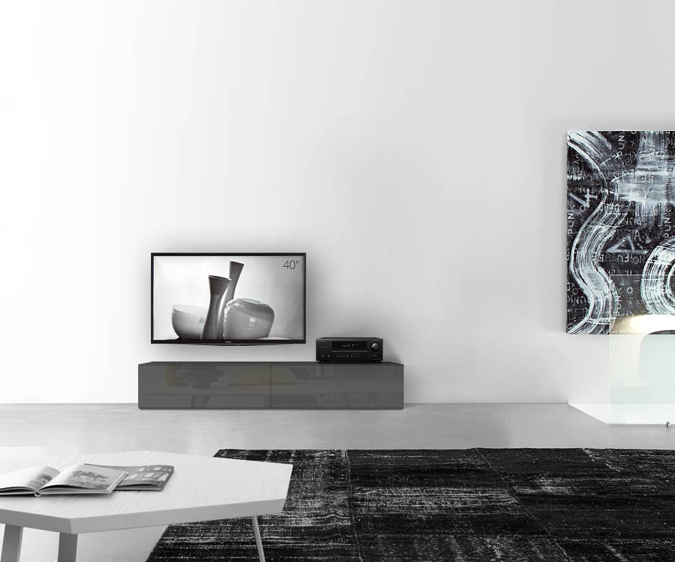 /Design lowboard vloer B180 H35 glanzend donkergrijs /Design lowboard vloer B180 H35 glanzend donkergrijs