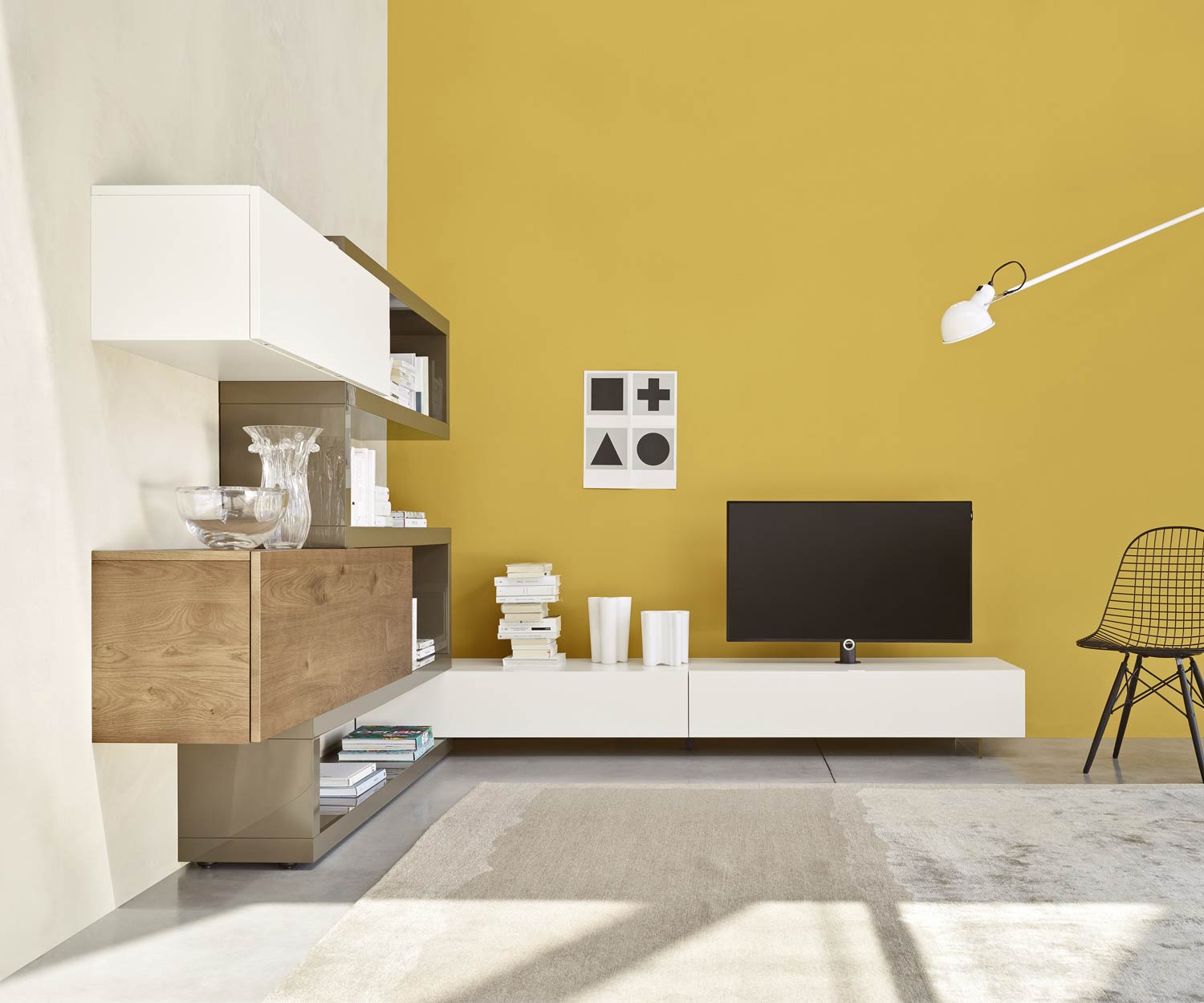 Livitalia Design hoekwandmeubel C29A Design lowboard met TV-bevestiging Livitalia Design hoekwandmeubel C29A Design lowboard met TV-bevestiging