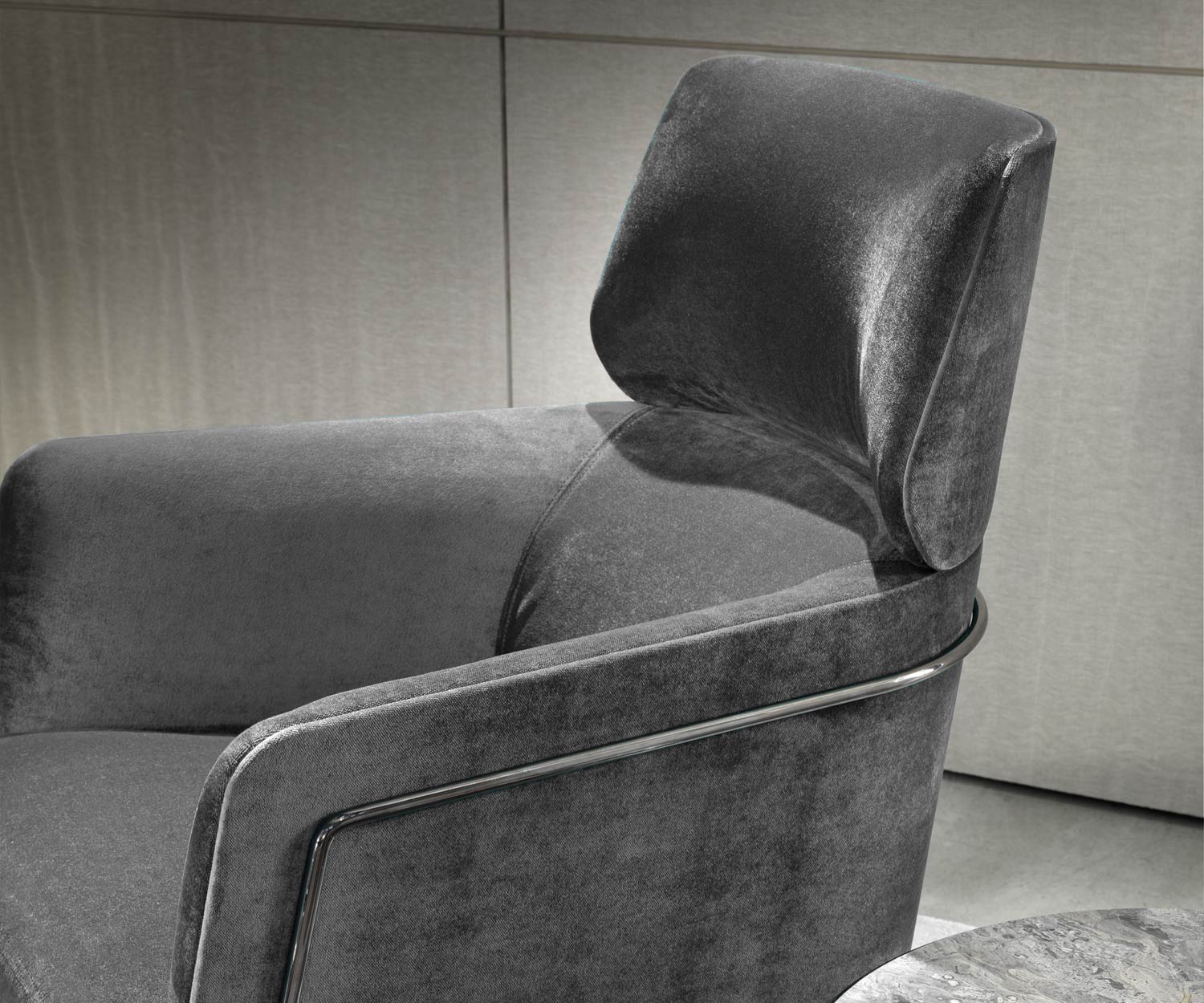 Exclusieve Marelli Nest design fauteuil metalen frame chroom zwart Exclusieve Marelli Nest design fauteuil metalen frame chroom zwart