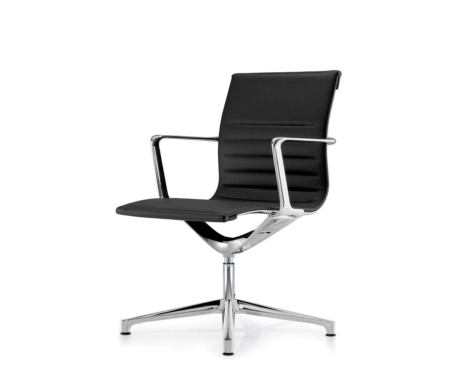 ICF Una Chair Managment bureaustoel design bureaustoel 4 arm zonder wielen H42 cm met leer leer zwart 901 ICF Una Chair Managment bureaustoel design bureaustoel 4 arm zonder wielen H42 cm met leer leer zwart 901