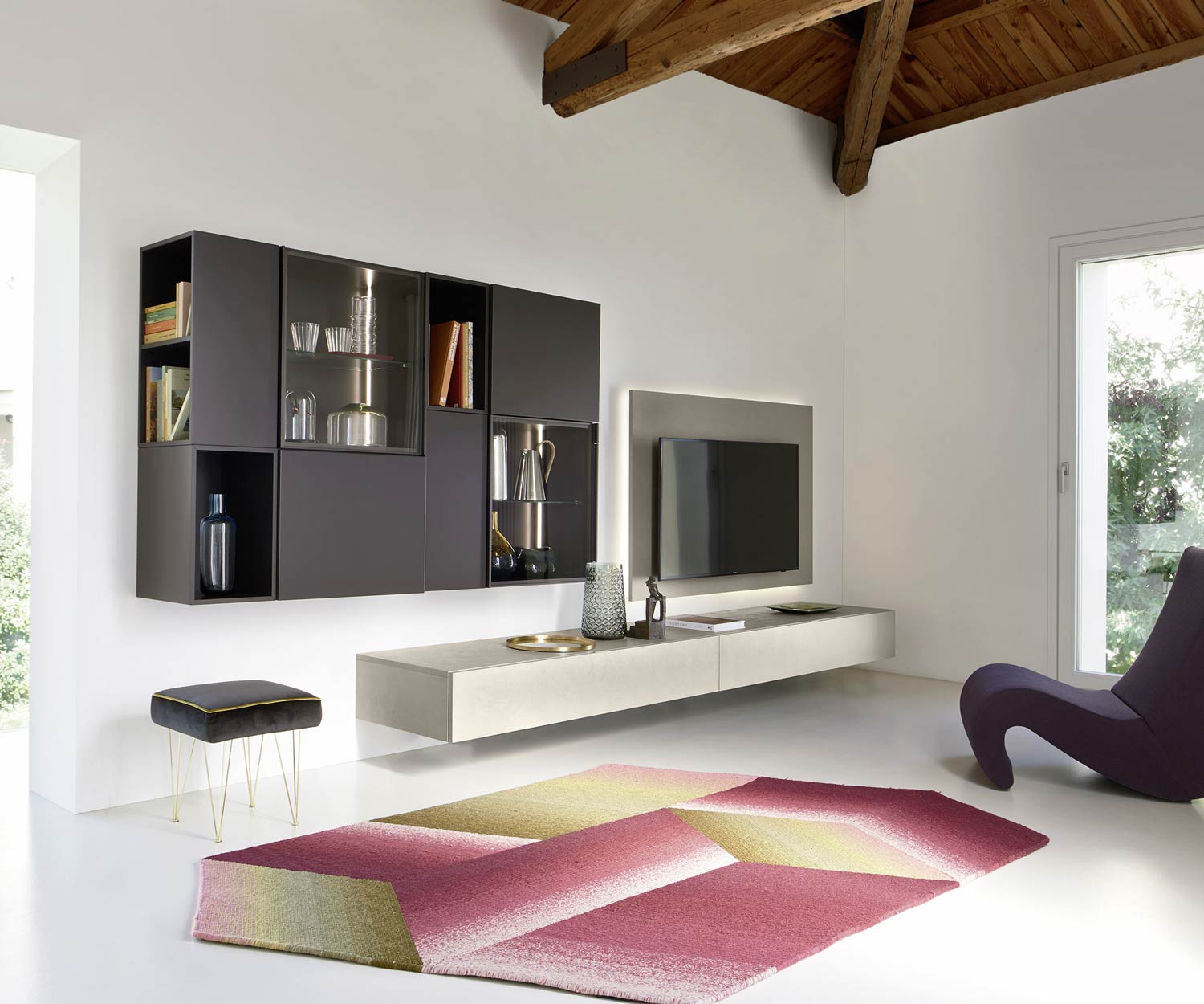 Exclusief Livitalia Design wandmeubel C39 met TV-wandpaneel
