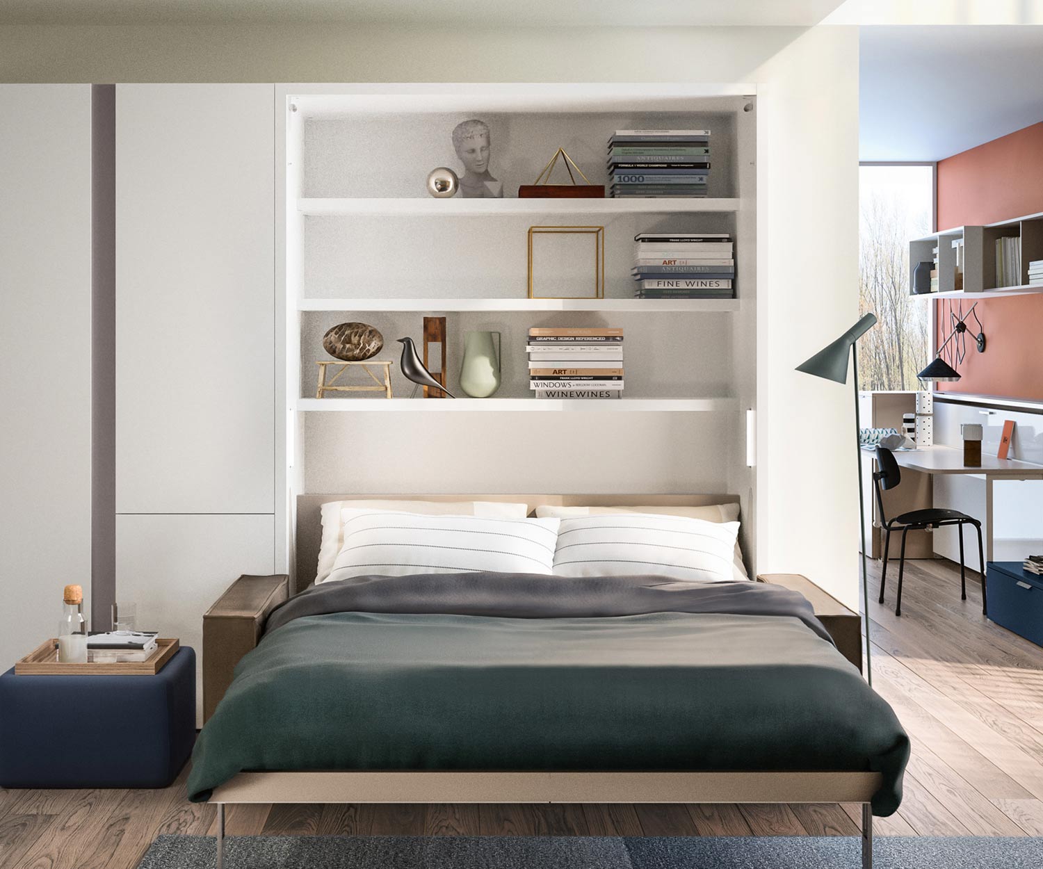 Hoge kwaliteit Clei Penelope 2 Kledingkast bed met plank en opbergvak Hoge kwaliteit Clei Penelope 2 Kledingkast bed met plank en opbergvak