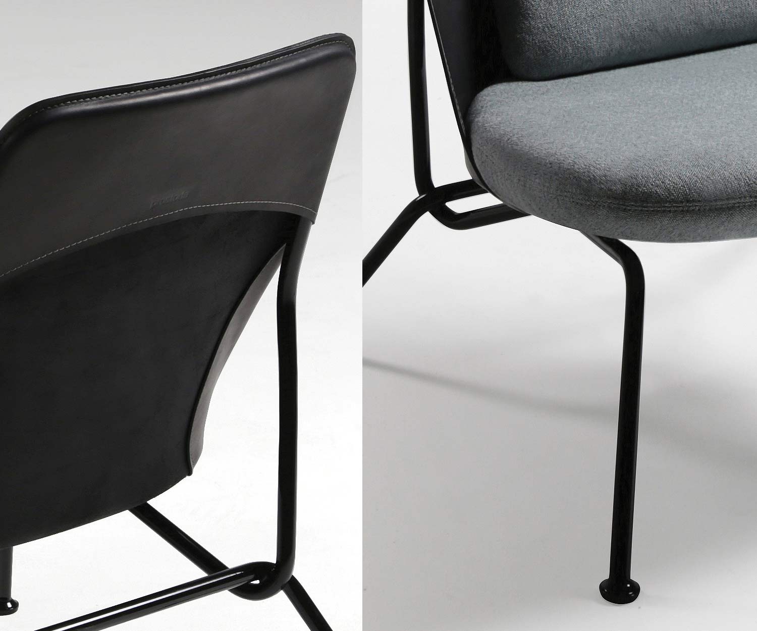 Prostoria Strain fauteuil grijs antraciet chroom zwart detailaanzicht Prostoria Strain fauteuil grijs antraciet chroom zwart detailaanzicht