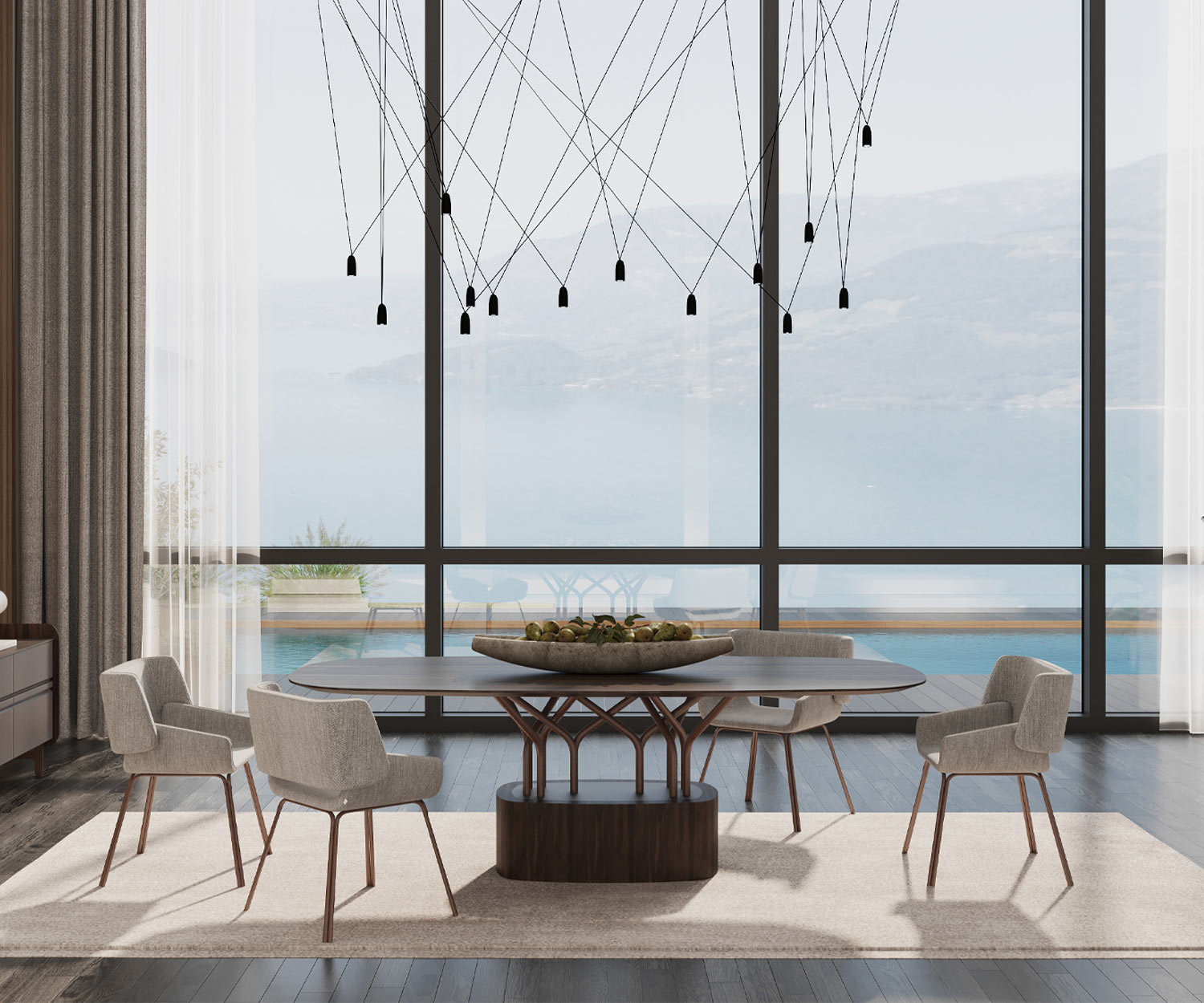 al2 hout oo 001 Design eettafel ovaal blad en onderstel afgewerkt met walnoot al2 hout oo 001 Design eettafel ovaal blad en onderstel afgewerkt met walnoot