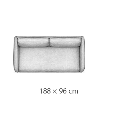 188 × 96 cm · Slaapbreedte 165 cm
